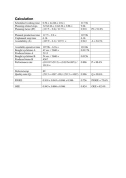 OEE Calculation Exercises and Examples | PDF | Business Process ...