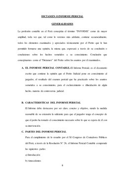 DICTAMEN O INFORME PERICIAL 
GENERALIDADES 
La profesión contable en el Perú conceptúa el término “INFORME’ como de mayor