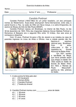 Exercício Avaliativo de Artes
Nome: _____________________________________________________________
Data: __________________