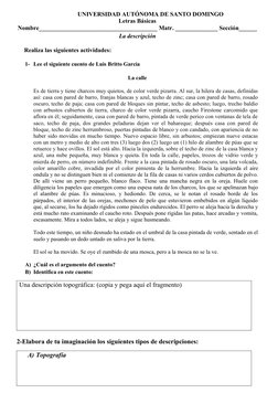 UNIVERSIDAD AUTÓNOMA DE SANTO DOMINGO
Letras Básicas 
Nombre_______________________________________ Matr. ______________ Secc