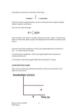The gradient is clearly the acceleration of the object.
Gradient = 
Δv
Δt
 = acceleration
Note that a positive gradient impli