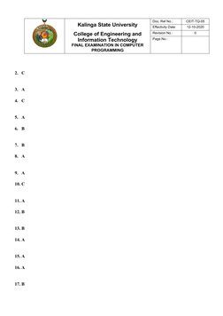 Computer Programming Final Exam Answers | PDF | Computer Programming ...