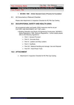 Pile Cap Work Method Statement | PDF | Concrete | Deep Foundation