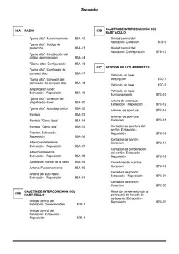 Sumario
"gama alta": Funcionamiento
86A-10
"gama alta": Código de 
protección
86A-13
"gama alta": Introducción del 
código de