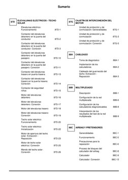 Sumario
87D
ELEVALUNAS ELÉCTRICOS - TECHO 
SOLAR
Elevalunas eléctrico: 
Funcionamiento
87D-1
Contactor del elevalunas 
delant