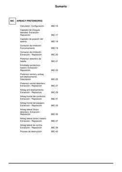 Sumario
Calculador: Conﬁguración
88C-16
Captador de choques 
laterales: Extracción - 
Reposición
88C-17
Captador de posición