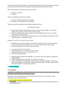 Stressed and unstressed syllables differ in quantity (length) and quality. They are longer when stressed and 
carry vowels of