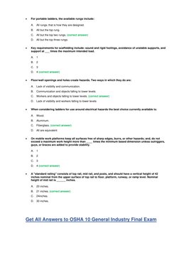 OSHA 10 General Industry Exam Answers | PDF | Occupational Safety And ...
