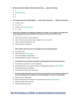 OSHA 10 General Industry Exam Answers | PDF | Occupational Safety And ...