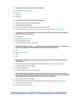 OSHA 10 General Industry Exam Answers | PDF | Occupational Safety And ...