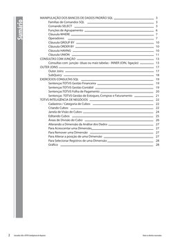 2
Todos os direitos reservados.
Consultas SQL e TOTVS Inteligência de Negócios
MANIPULAÇÃO DOS BANCOS DE DADOS PADRÃO SQL