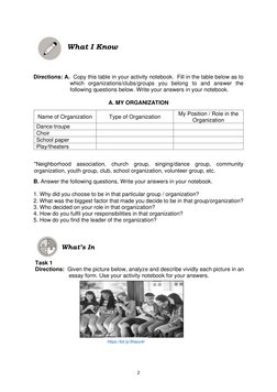 2 
 
 
What I Know 
 
 
 
Directions: A.  Copy this table in your activity notebook.  Fill in the table below as to 
which