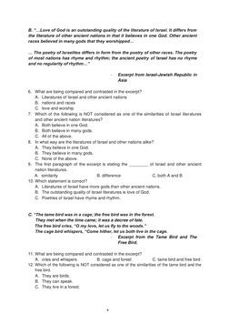 B. “…Love of God is an outstanding quality of the literature of Israel. It differs from 
the literature of other ancient na