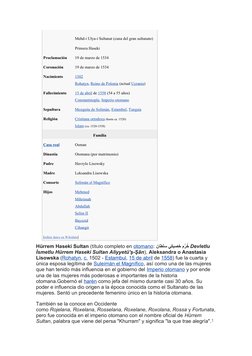 Mehd-i Ulya-i Sultanat (cuna del gran sultanato)
Primera Haseki
Proclamación
1 (https://es.wikipedia.org/wiki/Roxelana#cite_n