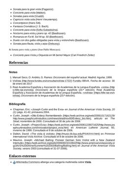 Sonata para la gran viola (Paganini) (https://es.wikipedia.org/wiki/Paganini).
Concierto para viola (Walton) (https://es.wiki
