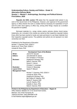 Understanding Culture, Society and Politics: Quarter 1 - Module 1 | PDF ...