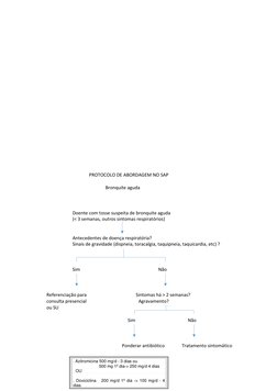 PROTOCOLO DE ABORDAGEM NO SAP 
Bronquite aguda    
 
 
 
Doente com tosse suspeita de bronquite agu