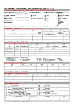 TESDA Trainer/Assessor Profile Form | PDF