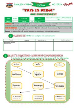 ENGLISH – PREA1 
ACTIVITY 3 
EXP 09 
 
 
 
           OUR ANNIVERSARY!