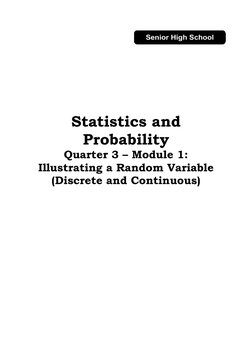 Statistics and Probability: Quarter 3 - Module 1: Illustrating A Random ...