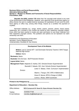Business Ethics and Social Responsibility Quarter 4 - Module 3.2 Models ...