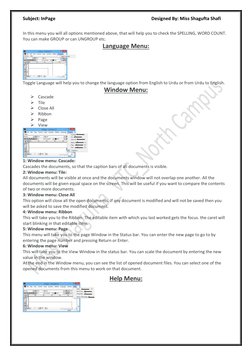 InPage Software Overview and Tools | PDF | Menu (Computing) | Window ...