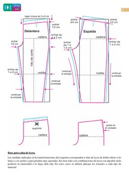 7 
 
Base para calza de lycra. 
Las medidas indicadas en la transformaciones del esquema corresponden a telas de lycra de d