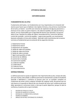 ATITUDE BJJ MÁLAGA  
 
CINTURÓN BLANCO 
 
FUNDAMENTOS DEL JIU-JITSU 
Fundamentos del Jiujitsu. Los fundamentos son muy import