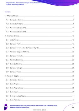 1      
161 
Sumário 
1 – Microsoft Excel .............................................................