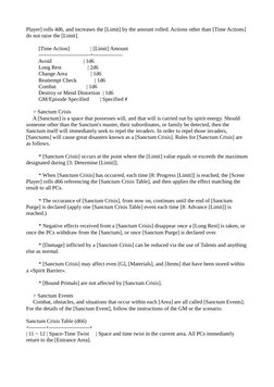Player] rolls 4d6, and increases the [Limit] by the amount rolled. Actions other than [Time Actions] 
do not raise the [Limit