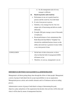 d. So, the management style of every 
manager is different. 
iii. 
Based on practice and creativity: 
a. Performance in any a