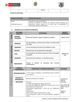 Sesión de Matemática para Niños de 3 Años | PDF | Aprendizaje | Salón ...