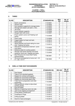 ENGINEERING/INSTALLATION 
STANDARDS 
(STATIC EQUIPMENT) 
 
CLUSTER – 7 WELL 
PLATFORM PROJECT 
  SECTION: F-4 
 
A097-01-