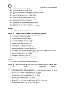 Journal Entries Practice Exercises | PDF | Cheque | Banks