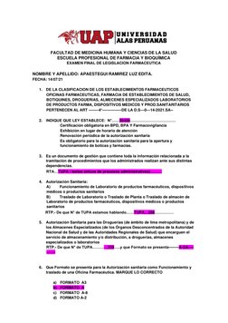 FACULTAD DE MEDICINA HUMANA Y CIENCIAS DE LA SALUD  
ESCUELA PROFESIONAL DE FARMACIA Y BIOQUÍMICA  
EXAMEN FINAL DE LEGI