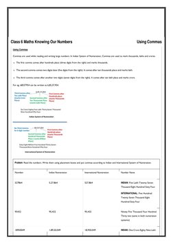 Class 6 Maths Knowing Our Numbers 
Using Commas 
Using Commas 
 
Commas are used while reading and writing large nu