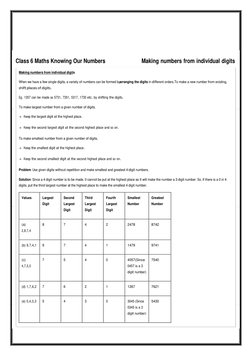 Class 6 Maths Knowing Our Numbers 
Making numbers from individual digits 
Making numbers from individual digits