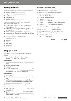 Unit 1 Progress test
Business Result Second Edition Elementary
© Oxford University Press  PHOTOCOPIABLE
Unit 3 Progress test