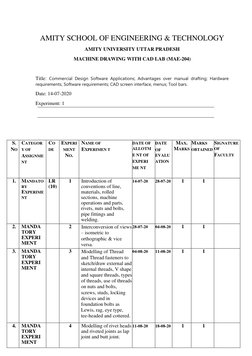 AMITY SCHOOL OF ENGINEERING & TECHNOLOGY 
 
AMITY UNIVERSITY UTTAR PRADESH  
MACHINE DRAWING WITH CAD LAB (MAE-204) 
 
 
Ti