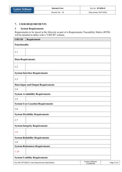 User Requirement Specification Template | PDF | Specification ...