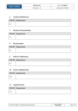 User Requirement Specification Template | PDF | Specification ...