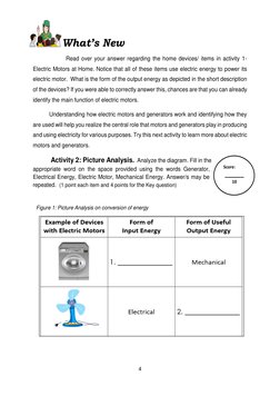 4 
 
 
         What’s New 
  
Read over your answer regarding the home devices/ items in activity 1-
Electric Motors at Home