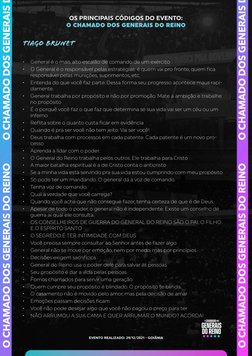 OS PRINCIPAIS CÓDIGOS DO EVENTO: 
O CHAMADO DOS GENERAIS DO REINO
EVENTO REALIZADO: 29/12/2021 - GOIÂNIA
TIAGO BRUNET
•	
Gene