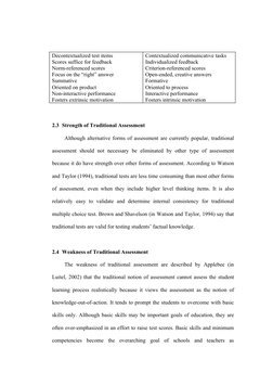 Decontextualized test items
Scores suffice for feedback
Norm-referenced scores
Focus on the “right” answer
Summative
Oriented