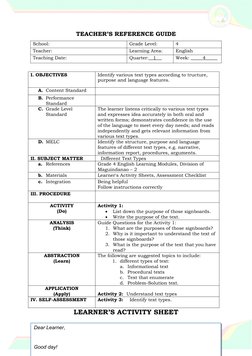 Grade 4 English Week 4 Activities | PDF | Learning | Educational Assessment