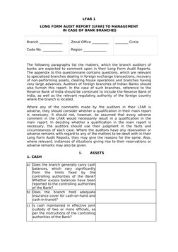 LFAR Format for Bank Audit 2025 | PDF | Auditor's Report | Debits And ...