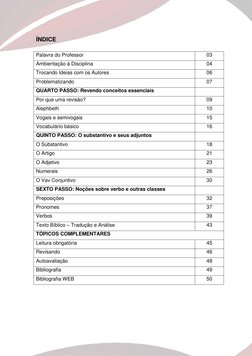 5 
 
ÍNDICE 
 
Palavra do Professor 
03 
Ambientação à Disciplina 
04 
Trocando Ideias com os Autores 
06 
Problematizando