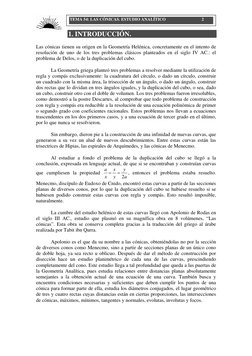 TEMA 54: LAS CÓNICAS. ESTUDIO ANALÍTICO                                  2 
1. INTRODUCCIÓN. 
Las cónicas tienen su orige