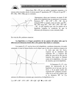 TEMA 54: LAS CÓNICAS. ESTUDIO ANALÍTICO                                  9 
 
Ahora bien, PM = PF por ser ambos segmentos