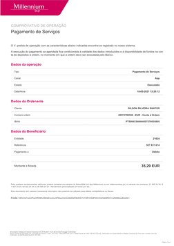COMPROVATIVO DE OPERAÇÃO
Pagamento de Serviços
O V. pedido de operação com as características abaixo indicadas encontra-se re
